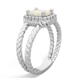 Opal Rope Split Band 14K White Gold ring R2628