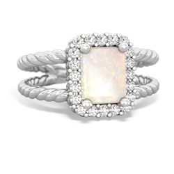 Opal Rope Split Band 14K White Gold ring R2628