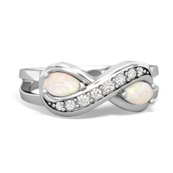 Opal Diamond Infinity 14K White Gold ring R5390