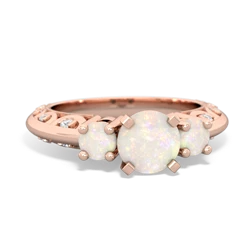 Opal Art Deco Eternal Embrace Engagement 14K Rose Gold ring C2003