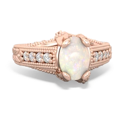 Opal Antique Style Milgrain Diamond 14K Rose Gold ring R2028