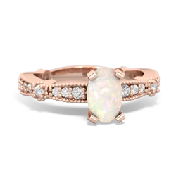 Opal Sparkling Tiara 7X5mm Oval 14K Rose Gold ring R26297VL