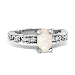 Opal Sparkling Tiara 7X5mm Oval 14K White Gold ring R26297VL