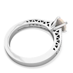 Opal Art Deco Engagement 6Mm Round 14K White Gold ring R26356RD