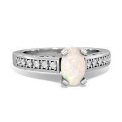 Opal Art Deco Engagement 7X5mm Oval 14K White Gold ring R26357VL