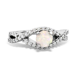 Opal Diamond Twist 5Mm Round Engagment  14K White Gold ring R26405RD