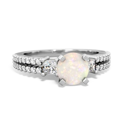 Opal Classic 6Mm Round Engagement 14K White Gold ring R26436RD