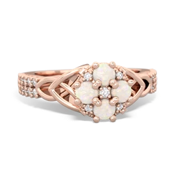 Opal Celtic Knot Cluster Engagement 14K Rose Gold ring R26443RD