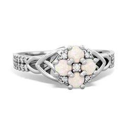 Opal Celtic Knot Cluster Engagement 14K White Gold ring R26443RD