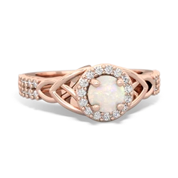 Opal Celtic Knot Halo 14K Rose Gold ring R26445RH