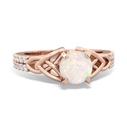 Opal Celtic Knot 6Mm Round Engagement 14K Rose Gold ring R26446RD