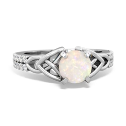 Opal Celtic Knot 6Mm Round Engagement 14K White Gold ring R26446RD