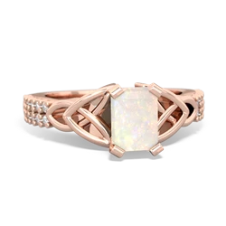 Opal Celtic Knot 7X5 Emerald-Cut Engagement 14K Rose Gold ring R26447EM