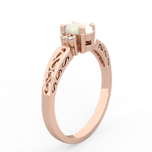 Opal Filligree Scroll Oval 14K Rose Gold ring R0812