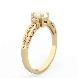 Opal Filligree Scroll Oval 14K Yellow Gold ring R0812