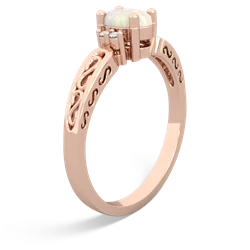 Opal Filligree Scroll Oval 14K Rose Gold ring R0812