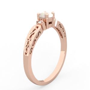 Opal Filligree Scroll Round 14K Rose Gold ring R0829