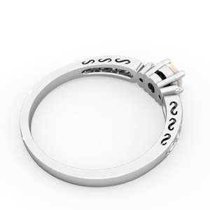 Opal Filligree Scroll Round 14K White Gold ring R0829