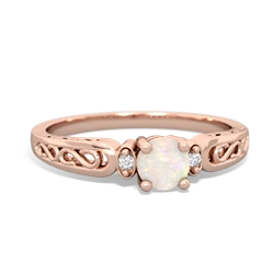 Opal Filligree Scroll Round 14K Rose Gold ring R0829