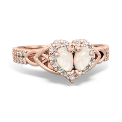 Opal Celtic Knot Two Hearts As One 14K Rose Gold ring R2644HRT