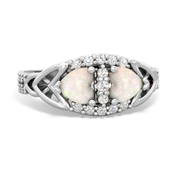Opal Sparkling Celtic Knot 14K White Gold ring R2645