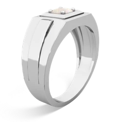 Opal Men's Squared Circle 14K White Gold ring R0480