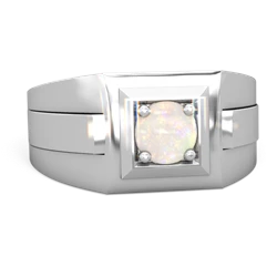 Opal Men's Squared Circle 14K White Gold ring R0480