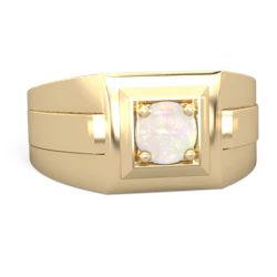 Opal Men's Squared Circle 14K Yellow Gold ring R0480