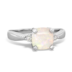 Opal Cushion Rope 14K White Gold ring R2484