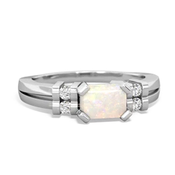 Opal Art Deco East-West 14K White Gold ring R2590