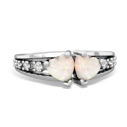 Opal Heart To Heart 14K White Gold ring R3342