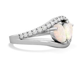 Opal Nestled Heart Keepsake 14K White Gold ring R5650
