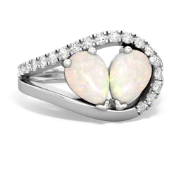 Opal Nestled Heart Keepsake 14K White Gold ring R5650