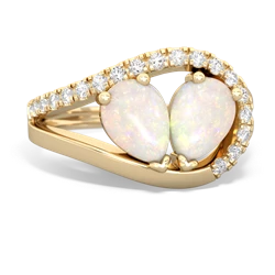 Opal Nestled Heart Keepsake 14K Yellow Gold ring R5650