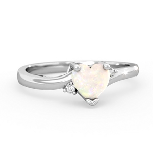 Opal Delicate Heart 14K White Gold ring R0203