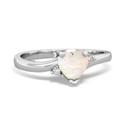 Opal Delicate Heart 14K White Gold ring R0203