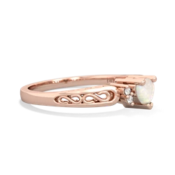 Opal Filligree Scroll Heart 14K Rose Gold ring R2429