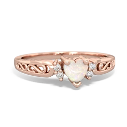 Opal Filligree Scroll Heart 14K Rose Gold ring R2429