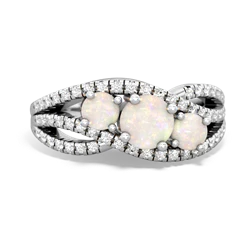 Opal Three Stone Aurora 14K White Gold ring R3080