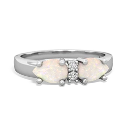 Opal Pear Bowtie 14K White Gold ring R0865