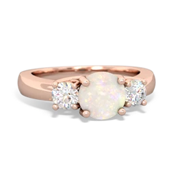 Opal Diamond Three Stone Round Trellis 14K Rose Gold ring R4018