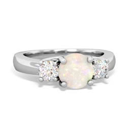 Opal Diamond Three Stone Round Trellis 14K White Gold ring R4018