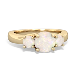 Opal Three Stone Round Trellis 14K Yellow Gold ring R4018