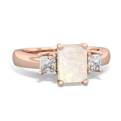 Opal Diamond Three Stone Emerald-Cut Trellis 14K Rose Gold ring R4021