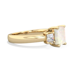 Opal Diamond Three Stone Emerald-Cut Trellis 14K Yellow Gold ring R4021