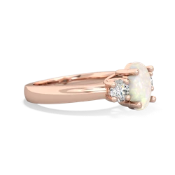 Opal Diamond Three Stone Oval Trellis 14K Rose Gold ring R4024