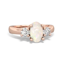 Opal Diamond Three Stone Oval Trellis 14K Rose Gold ring R4024