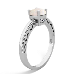 Opal Milgrain Filigree 14K White Gold ring R5090