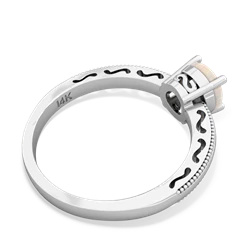 Opal Milgrain Filigree 14K White Gold ring R5090