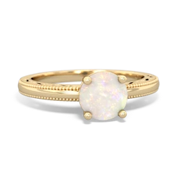 Opal Milgrain Filigree 14K Yellow Gold ring R5090